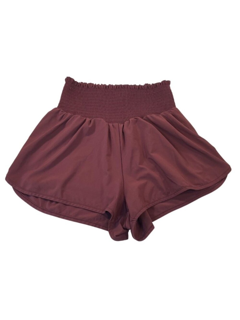 OFFLINE by Aerie Smocked High Waist Flowy Running Shorts M Burgundy Athletic